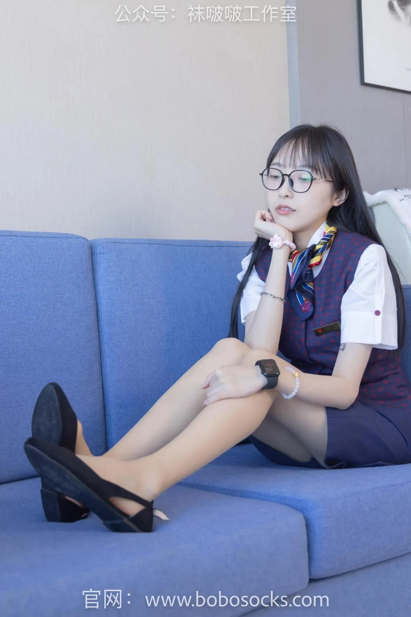 [BoBoSocks袜啵啵]NO.115 稚予-平底鞋、肉丝、空姐制服 [136P]插图9